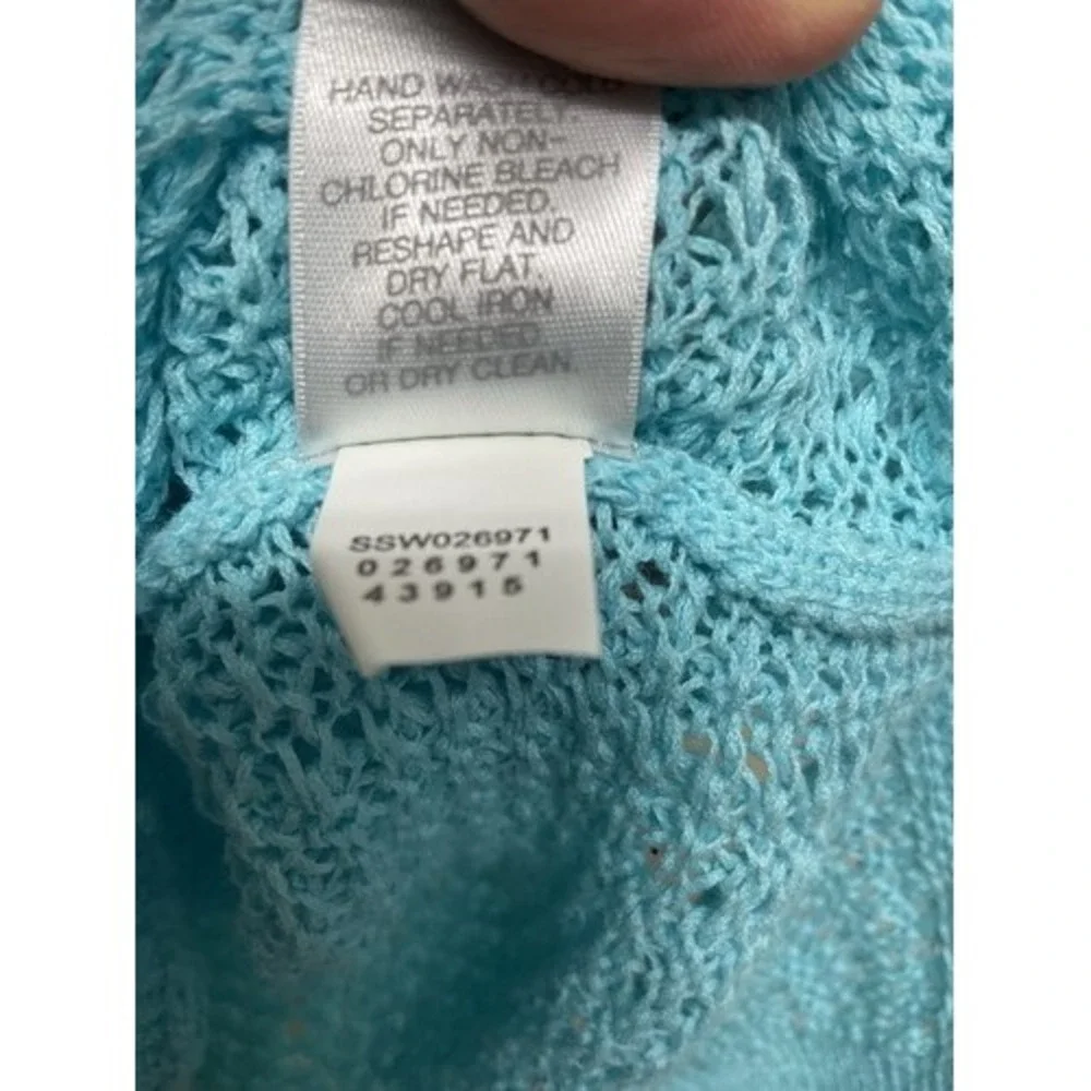 J. Jill Turquoise Blue 3/4 Sleeves Summer Coverup V-Neck Sweater‎ Women L China